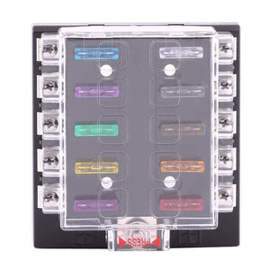 DC32V 10 Way Circuit Standard Blade Fuse Box Block Holder For Auto Car Truck Boat ATC ATO Blade Fuse Box