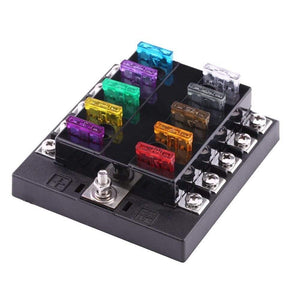 DC32V 10 Way Circuit Standard Blade Fuse Box Block Holder For Auto Car Truck Boat ATC ATO Blade Fuse Box