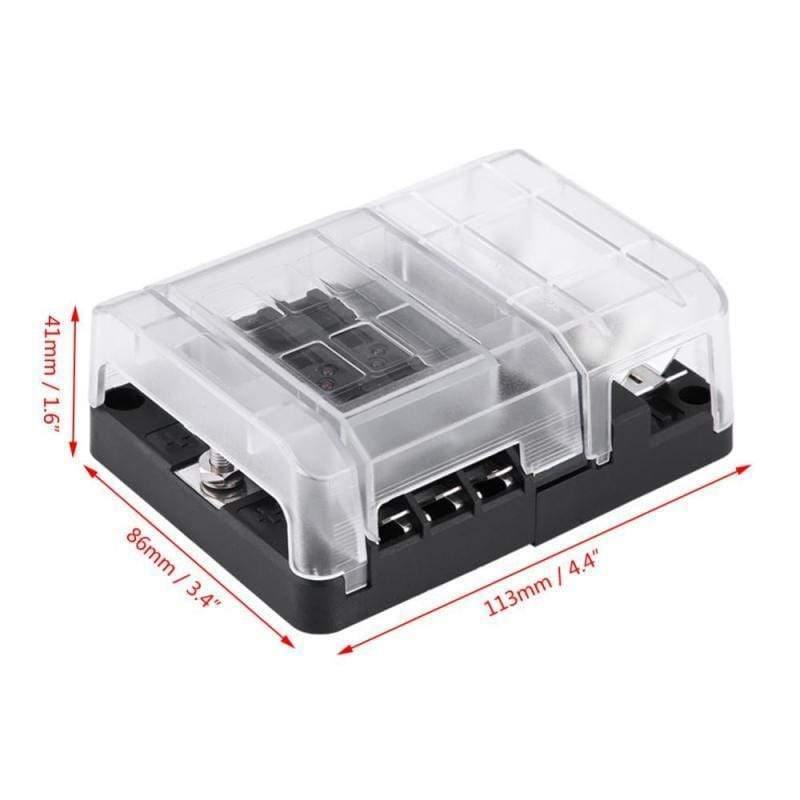 DC32V 100A Blade Fuse Box Holder Block with 12P Negative Bus Bar Quick Terminals and Dust-proof Cover For Truck Bus Boat Caravan