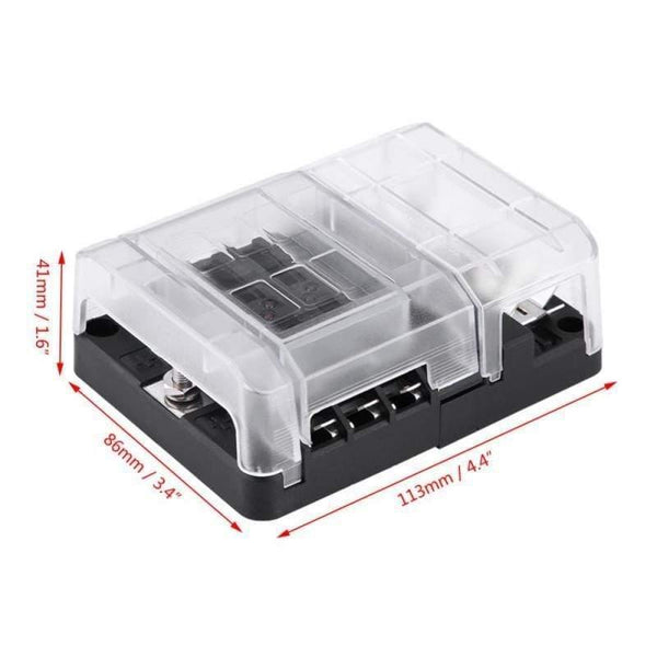 DC32V 100A Blade Fuse Box Holder Block with 12P Negative Bus Bar Quick Terminals and Dust-proof Cover For Truck Bus Boat Caravan