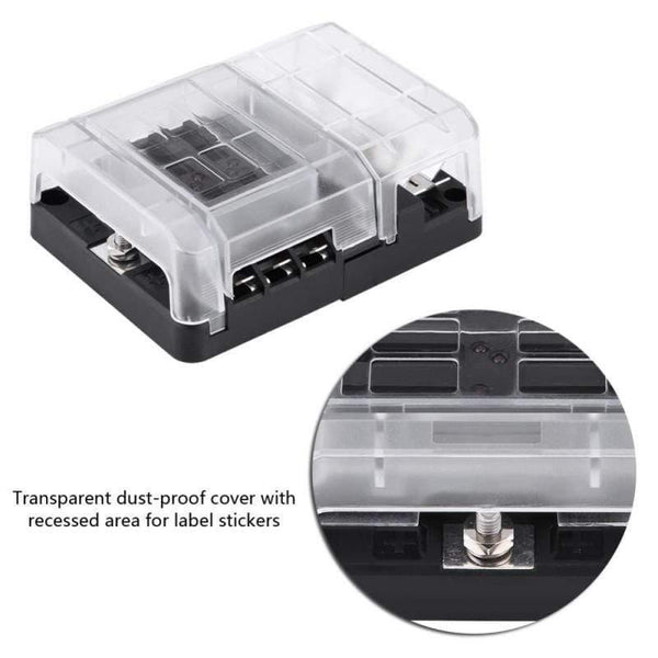 DC32V 100A Blade Fuse Box Holder Block with 12P Negative Bus Bar Quick Terminals and Dust-proof Cover For Truck Bus Boat Caravan