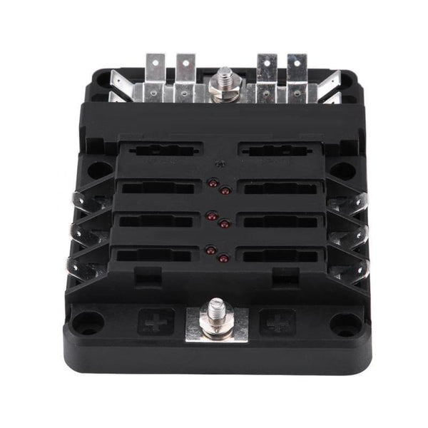 DC32V 100A Blade Fuse Box Holder Block with 12P Negative Bus Bar Quick Terminals and Dust-proof Cover For Truck Bus Boat Caravan