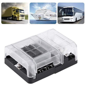 DC32V 100A Blade Fuse Box Holder Block with 12P Negative Bus Bar Quick Terminals and Dust-proof Cover For Truck Bus Boat Caravan