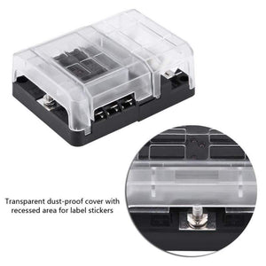 DC32V 100A Blade Fuse Box Holder Block with 12P Negative Bus Bar Quick Terminals and Dust-proof Cover For Truck Bus Boat Caravan