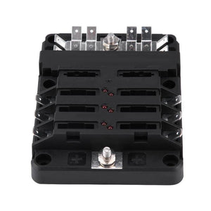 DC32V 100A Blade Fuse Box Holder Block with 12P Negative Bus Bar Quick Terminals and Dust-proof Cover For Truck Bus Boat Caravan