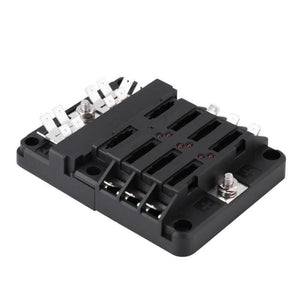 DC32V 100A Blade Fuse Box Holder Block with 12P Negative Bus Bar Quick Terminals and Dust-proof Cover For Truck Bus Boat Caravan