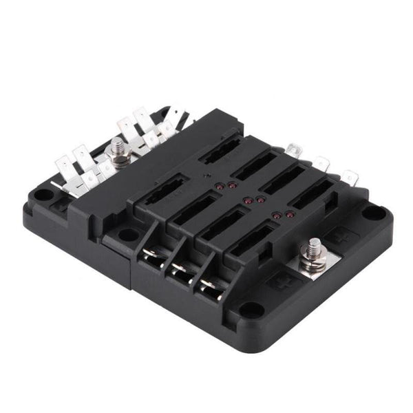 DC32V 100A Blade Fuse Box Holder Block with 12P Negative Bus Bar Quick Terminals and Dust-proof Cover For Truck Bus Boat Caravan