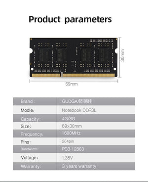 Planet Gates DDR3 4GB 8GB 1600MHz Sodimm memoria ram 1.35V Notebook RAM 204Pin Laptop Memory ram Sodimm DDR 3 RAMs Computer accessories