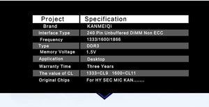 Planet Gates DDR3 Ram 4gb 8GB 1333 1600MHz1866MHz Desktop Memory  With Heat Sink Dimm Memoria 240pin 1,5v New Compatible Motherboard
