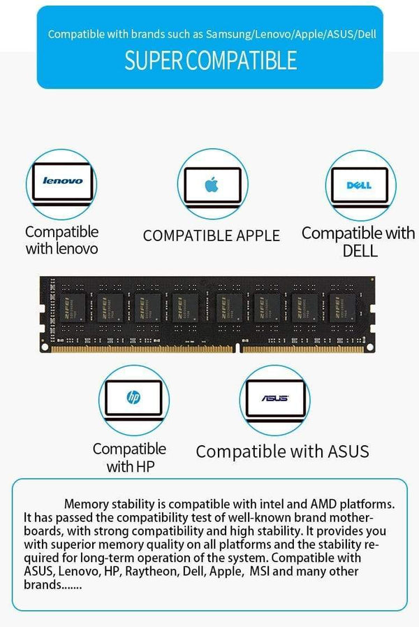 Planet Gates DDR3L  8GB  4GB  1600MHz  1333MHz  1066MHz  240Pin LO-DIMM  Fully compatible  for Desktop