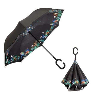 Planet Gates Deciduous flowering Folding Reverse Umbrella Double Layer Inverted Windproof  Rain Car Umbrellas For Women