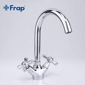 Frap Deck Mounted Brass Torneira Cozinha Kitchen Faucets Hot and Cold Water Chrome Basin Sink Taps Mixers Dual Handle F4025