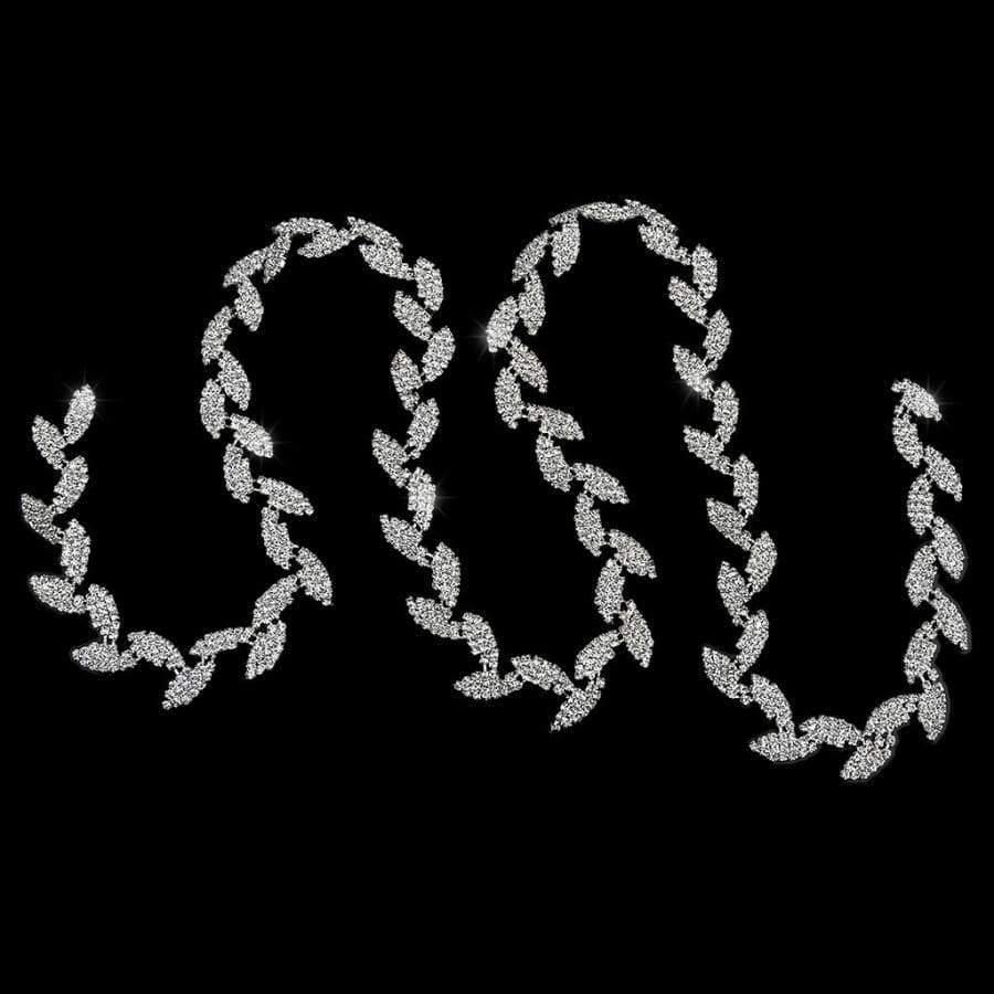 Planet Gates Decorative 1 Yard Leaf Shape Rhinestone Chain Sewing Trims Craft Dress Garment Bag Decor Silver Arts Crafts Sewing Tool Supply