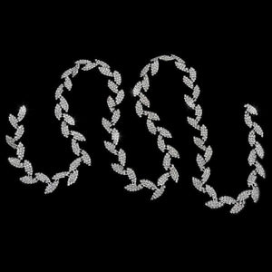 Planet Gates Decorative 1 Yard Leaf Shape Rhinestone Chain Sewing Trims Craft Dress Garment Bag Decor Silver Arts Crafts Sewing Tool Supply