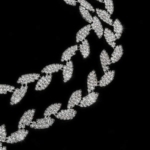 Planet Gates Decorative 1 Yard Leaf Shape Rhinestone Chain Sewing Trims Craft Dress Garment Bag Decor Silver Arts Crafts Sewing Tool Supply