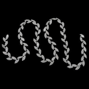 Planet Gates Decorative 1 Yard Leaf Shape Rhinestone Chain Sewing Trims Craft Dress Garment Bag Decor Silver Arts Crafts Sewing Tool Supply