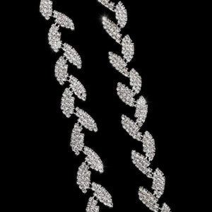 Planet Gates Decorative 1 Yard Leaf Shape Rhinestone Chain Sewing Trims Craft Dress Garment Bag Decor Silver Arts Crafts Sewing Tool Supply