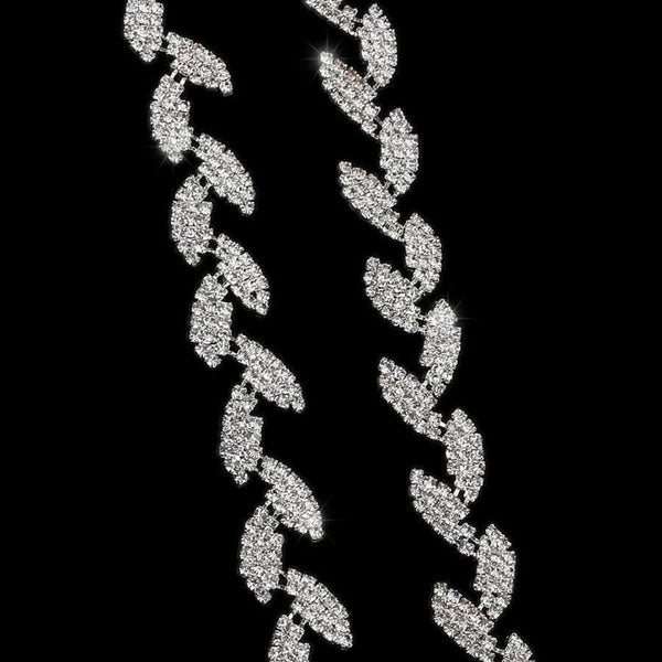 Planet Gates Decorative 1 Yard Leaf Shape Rhinestone Chain Sewing Trims Craft Dress Garment Bag Decor Silver Arts Crafts Sewing Tool Supply
