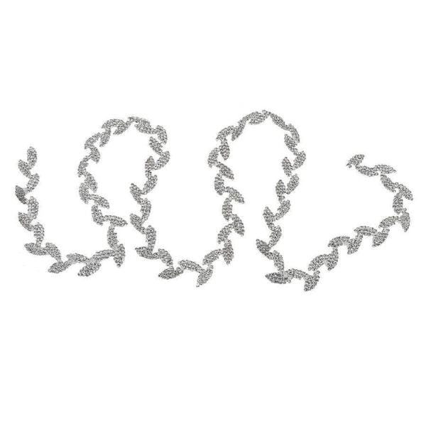 Planet Gates Decorative 1 Yard Leaf Shape Rhinestone Chain Sewing Trims Craft Dress Garment Bag Decor Silver Arts Crafts Sewing Tool Supply