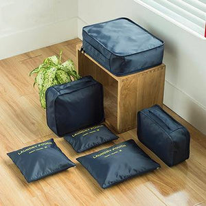 Planet Gates deep blue 6PCS/Set  Fashion Big Capacity Zipper  Nylon Waterproof  Women Travel Bag Luggage Organizer Packing Bag Cube Men Journey Bag