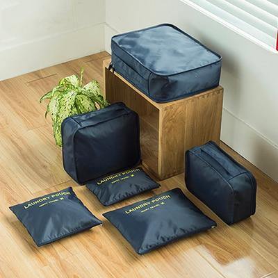 Planet Gates deep blue 6PCS/Set  Fashion Big Capacity Zipper  Nylon Waterproof  Women Travel Bag Luggage Organizer Packing Bag Cube Men Journey Bag