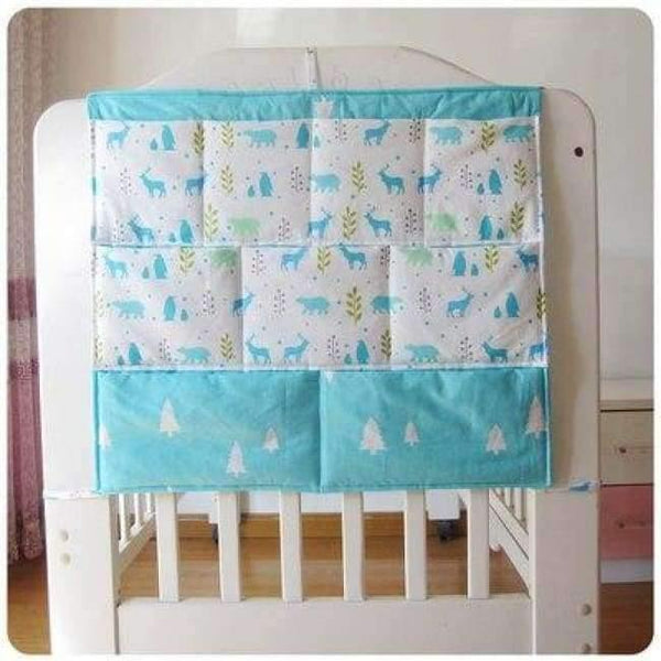 Planet Gates Deep Blue Cotton Grey Baby Bed Hanging Storage Bag Newborn Crib Organizer Toy Diaper Pocket for Babies Bedding Set 50*60CM