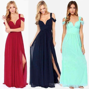 Planet Gates deep blue / M Women Elegant Party Dress Strapless Sleeveless Dress Deep V-Neck Dresses Chiffon Bohemia Dress