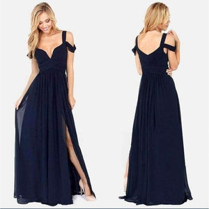 Planet Gates deep blue / M Women Elegant Party Dress Strapless Sleeveless Dress Deep V-Neck Dresses Chiffon Bohemia Dress