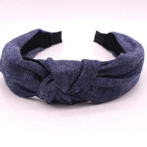 Female Bohemian Vintage Cotton Denim Fabric Knotted Headband Women  Head Wear Accessories