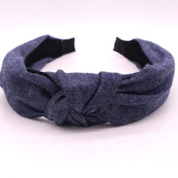 Female Bohemian Vintage Cotton Denim Fabric Knotted Headband Women  Head Wear Accessories
