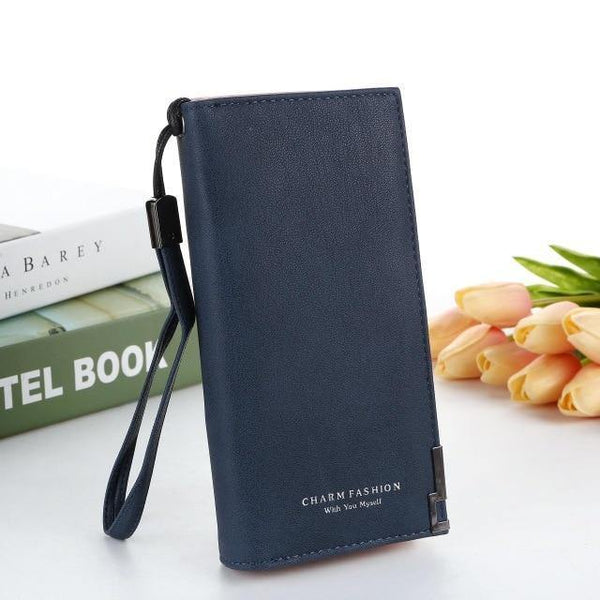 Planet Gates Deep Blue Women Wallet Fashion Ladies' Frosted Wallet Female Long Korean Zipper Purse Female Student Wallet coin Purse Card Holder