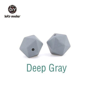 Planet Gates Deep Gray Let's Make 10pc 14mm Silicone Beads Hexagon Bpa Free Silicone Teether Diy Teething Toy Baby Chewable Accessories Baby Teether
