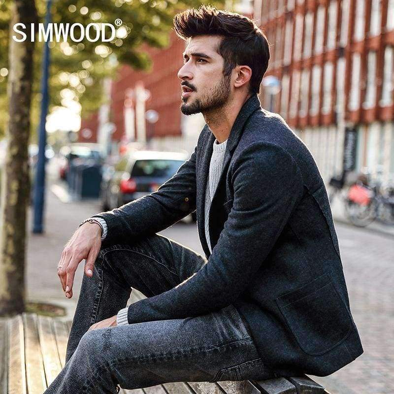 Planet Gates deep gray / S SIMWOOD 2018 Autumn Winter New Blazers Men  Smart Casual Suits Woolen Coats Fashion Slim Jacket High Quality Plus Size XZ017008
