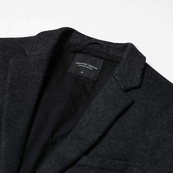 Planet Gates тъмносив / S SIMWOOD 2018 есен зима нови сака мъже елегантни ежедневни костюми вълнени палта модно тънко яке високо качество голям размер XZ017008