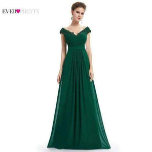 Planet Gates Deep Green / 4 / China Evening Dresses EP08633 Women Elegant Sexy Beading Deep V neck Long Evening Gown 2018 Chiffon Dress robe de soiree