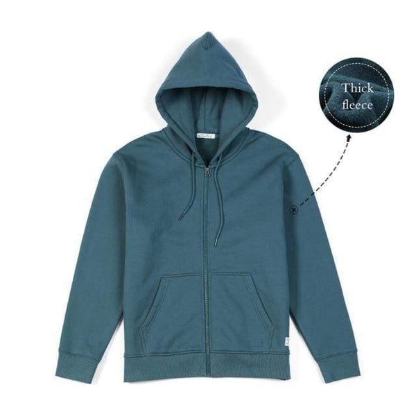 Planet Gates Deep green fleece / M Winter New Cotton-Jersey Zip-Up Hoodie Men basic hooded Sweatshirts Comfortable Jogger Jackets Outerwear