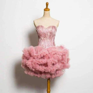 Planet Gates deep pink / 2 Cocktail Dresses Feather Women 2017 Black Strapless Sexy Short Party Prom Dress Homecoming Dresses Robe De Cocktail Gowns