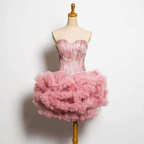 Planet Gates deep pink / 2 Cocktail Dresses Feather Women 2017 Black Strapless Sexy Short Party Prom Dress Homecoming Dresses Robe De Cocktail Gowns