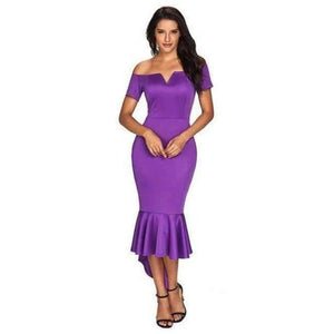 Planet Gates Deep Purple / 4 / China Asymmetrical Cocktail Dress 2018 Sexy Unique Tea Length Party Gown with Cap Sleeves Women Ladies Westido Coctel