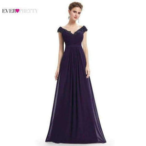 Planet Gates Deep Purple / 4 / China Evening Dresses EP08633 Women Elegant Sexy Beading Deep V neck Long Evening Gown 2018 Chiffon Dress robe de soiree