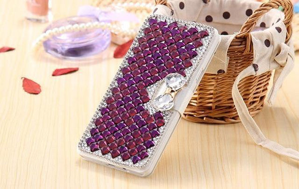 Planet Gates Deep purple / for iphone 4s Rhinestone Diamond Phone Case for iPhone Xs Max 5 5s 5c 6 6s plus 7 8 plus Wallet Leather Flip Cover