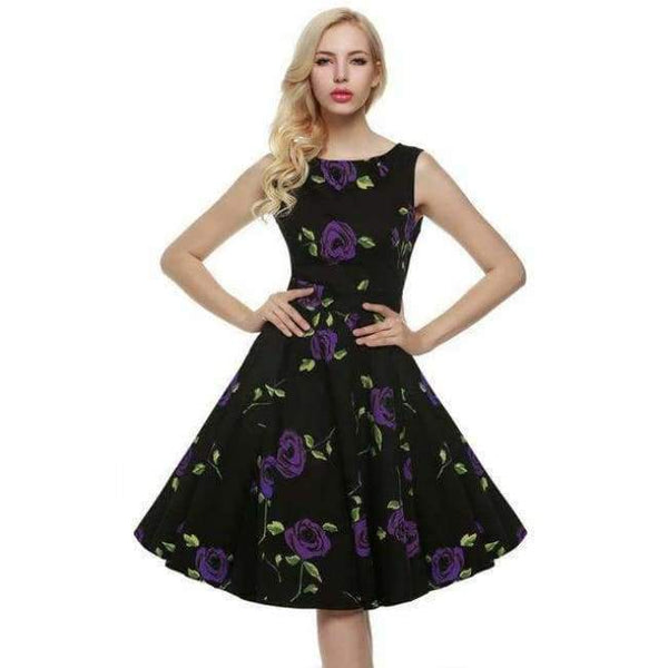 Acevog Kjole Til Kvinder Retro Vintage 1950'er 60'er Rockabilly Blomsterprint Swing Sommerkjoler Elegant Sløjfe-Knude Tunika Vestidos Morgenkåbe Oversize - Dyb