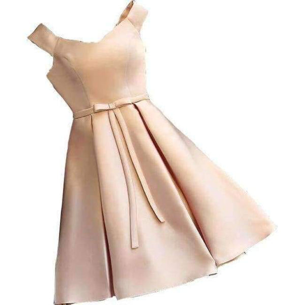 Planet Gates Deep v neck pink / 2 Champagne Bridesmaid Dresses Pink Blue Short Satin Knee Length Party Prom Dresses robe de mariage Cheap Custom Made