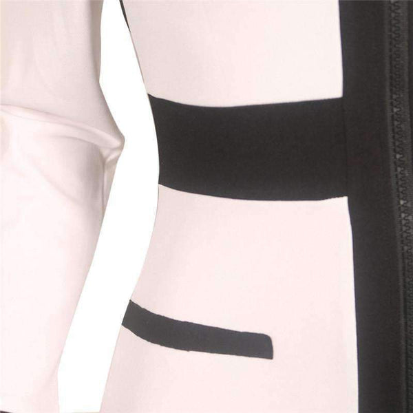 Planet Gates Deep V Zipper Patchwork Mini Dress Vestido Autumn Long-Sleeved High Waist Pencil Dresses 2018 New Winter Bandage Dress