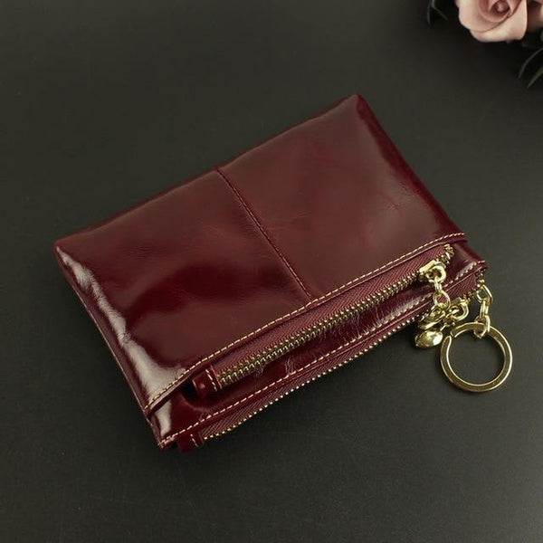 Planet Gates Deep wine red Leather Wallets Coin With Zipper Solid Women Wallet Genuine Cow Leather Small Luxury Brand Female Purse Fashion