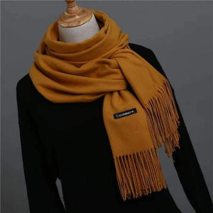 Planet Gates deep yellow / China Women scarf soild winter cashmere scarves for ladies neck warm pashmina long shawl wraps bandana foulard female head hijab