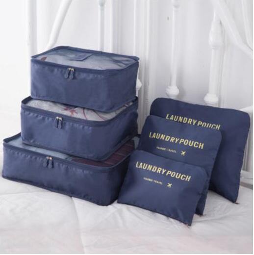 Planet Gates deepblue Nylon Packing Cube Travel Bag System Durable 6 Pieces Set Large Capacity Of Bags Unisex Clothing Sorting Organize Wholesale