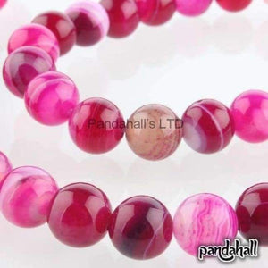 Planet Gates DeepPink 48pcs/pack Round Beads Natural Stone 8mm for Jewelry Making DIY Bracelets Necklaces Dyed