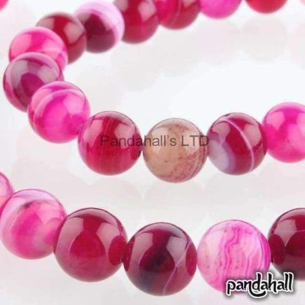 Planet Gates DeepPink 48pcs/pack Round Beads Natural Stone 8mm for Jewelry Making DIY Bracelets Necklaces Dyed