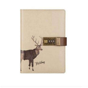 Planet Gates Deer Individual Logo Custom B6 Notebook Writing Pads Lock Password PU Leather Notepad Travelers Office School Diary Binder Gift